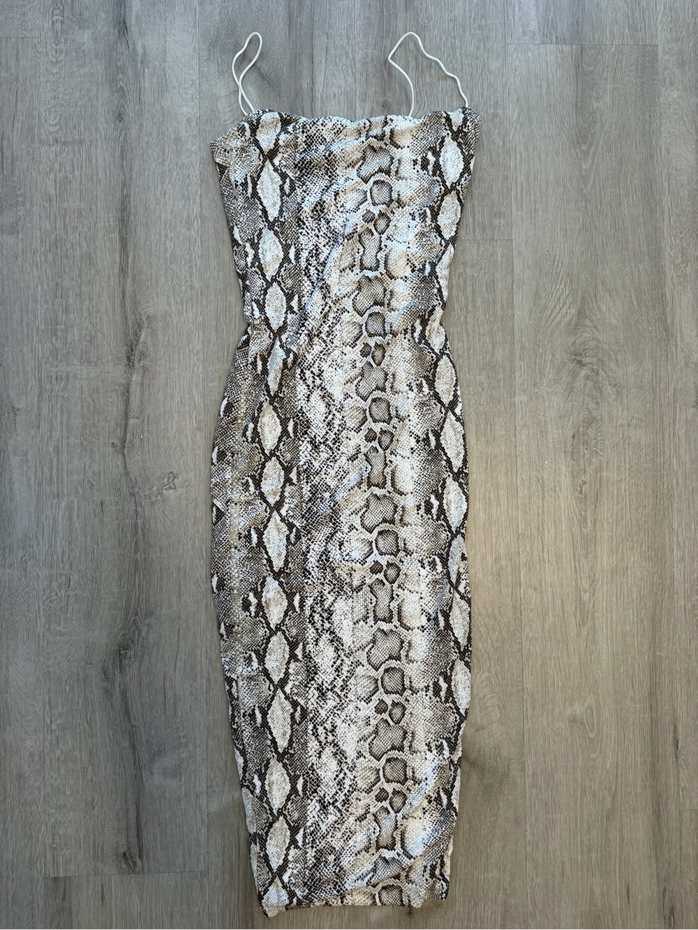 Naked Wardrobe Snakeskin Print Midi Dress